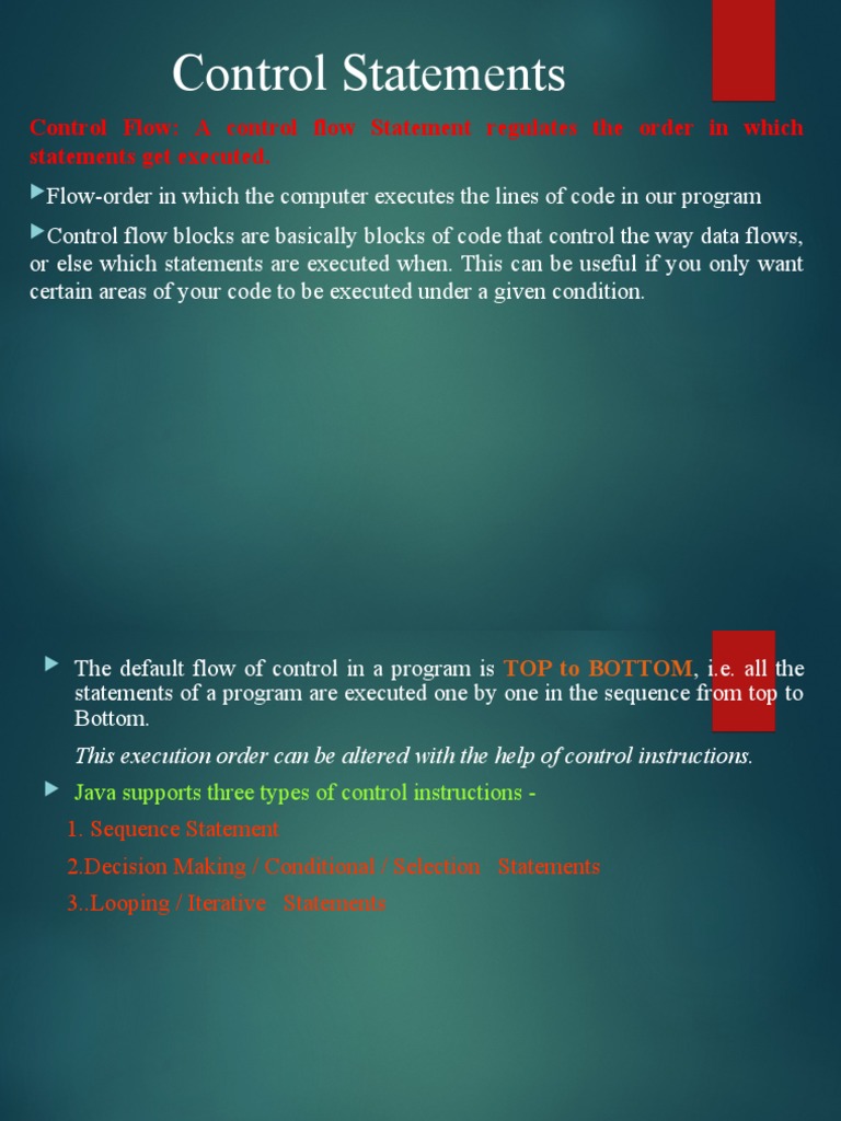 Java Control Statements PPT | PDF | Control Flow | Software Development
