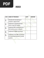 Index: S.No Name of Program Date Remark