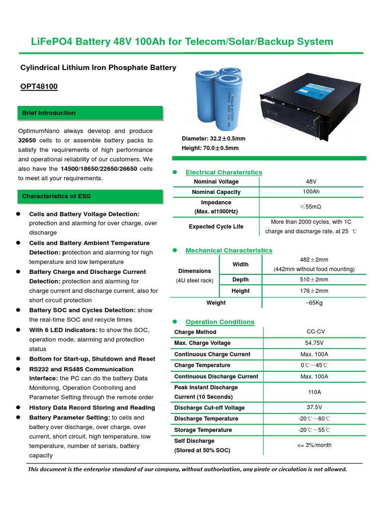 48V 100Ah LiFePO4 Battery Specs | PDF | Battery Charger | Electricity