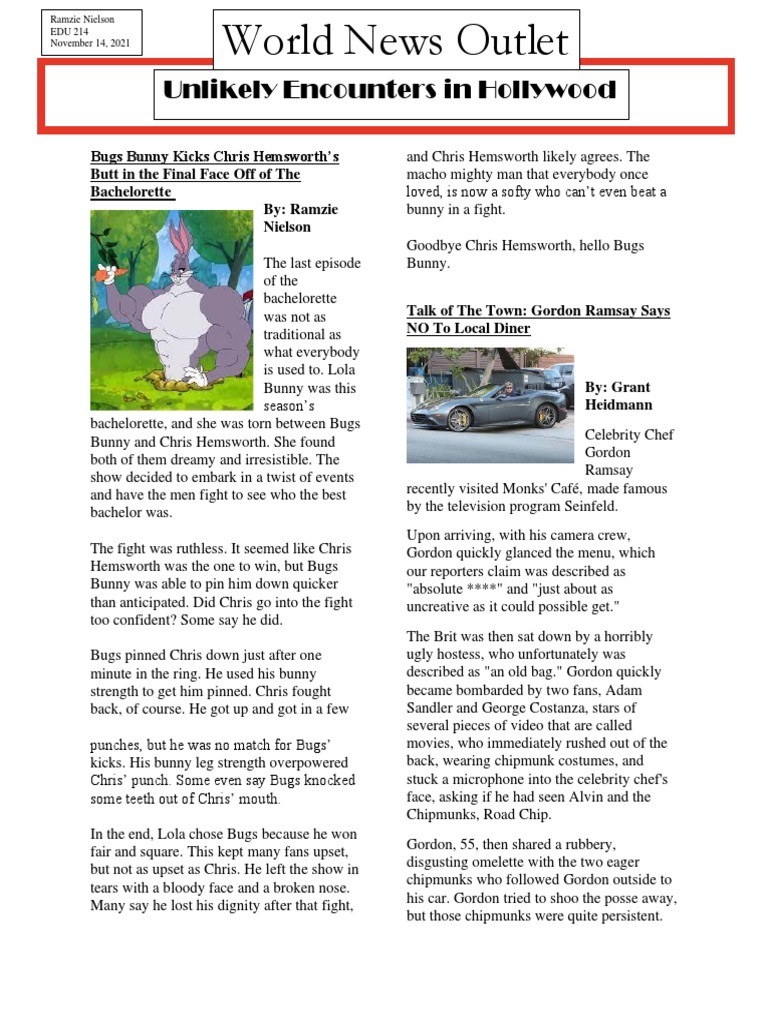 Celebrity Gossip Newspaper Edu 214 | PDF