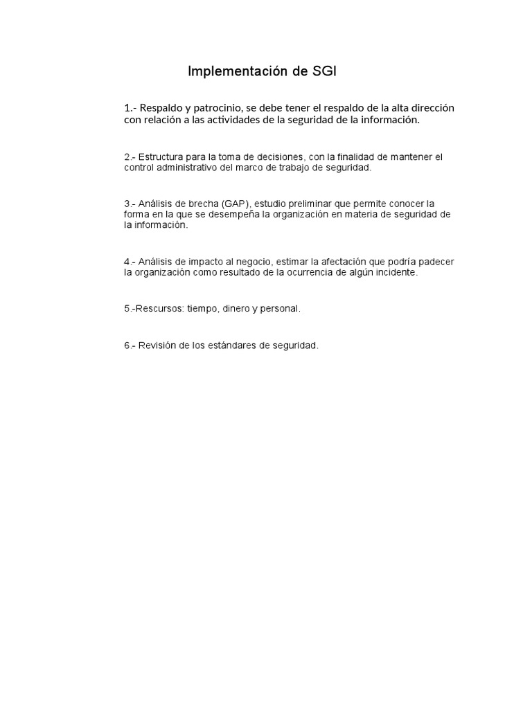Implementación De Sgi Pdf