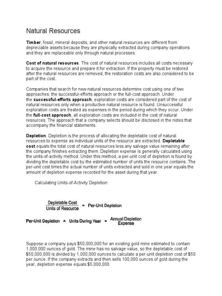 Natural Resources Accounting PDF Depreciation Financial Services