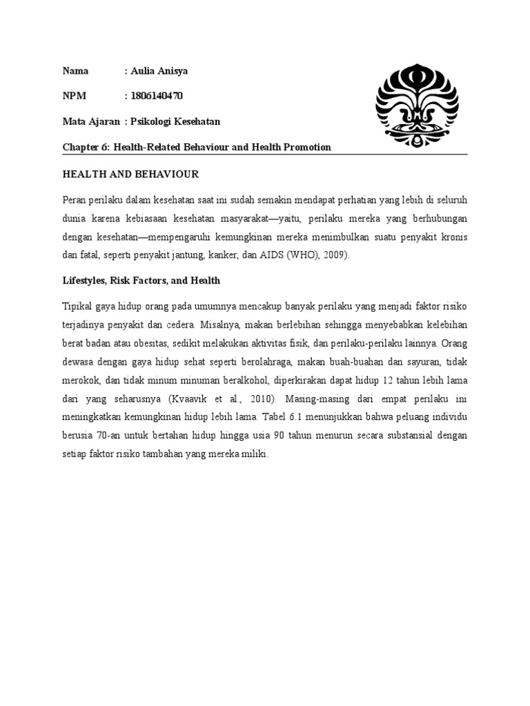 Perilaku Kesehatan dan Promosi Kesehatan | PDF | Kesehatan Holistik ...