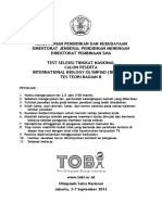 OSN Biologi 2012 - Tes Teori, Bagian B - Soal & Jawaban