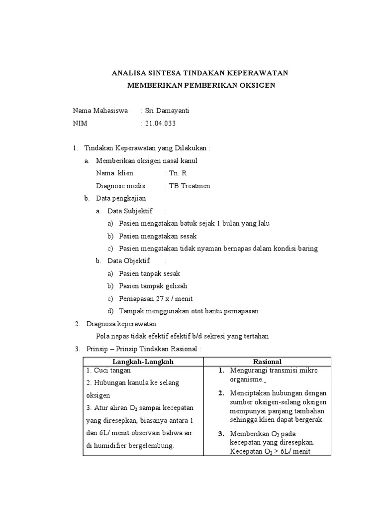 Pemberian Oksigen dengan Kanula Nasal | PDF
