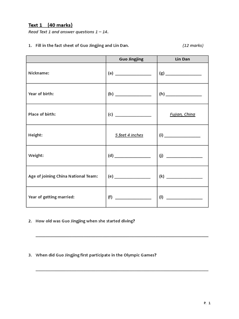 Text 1 40 marks read text 1 and answer questions 1 14 pdf