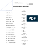 Multiplying and Dividing Monomials