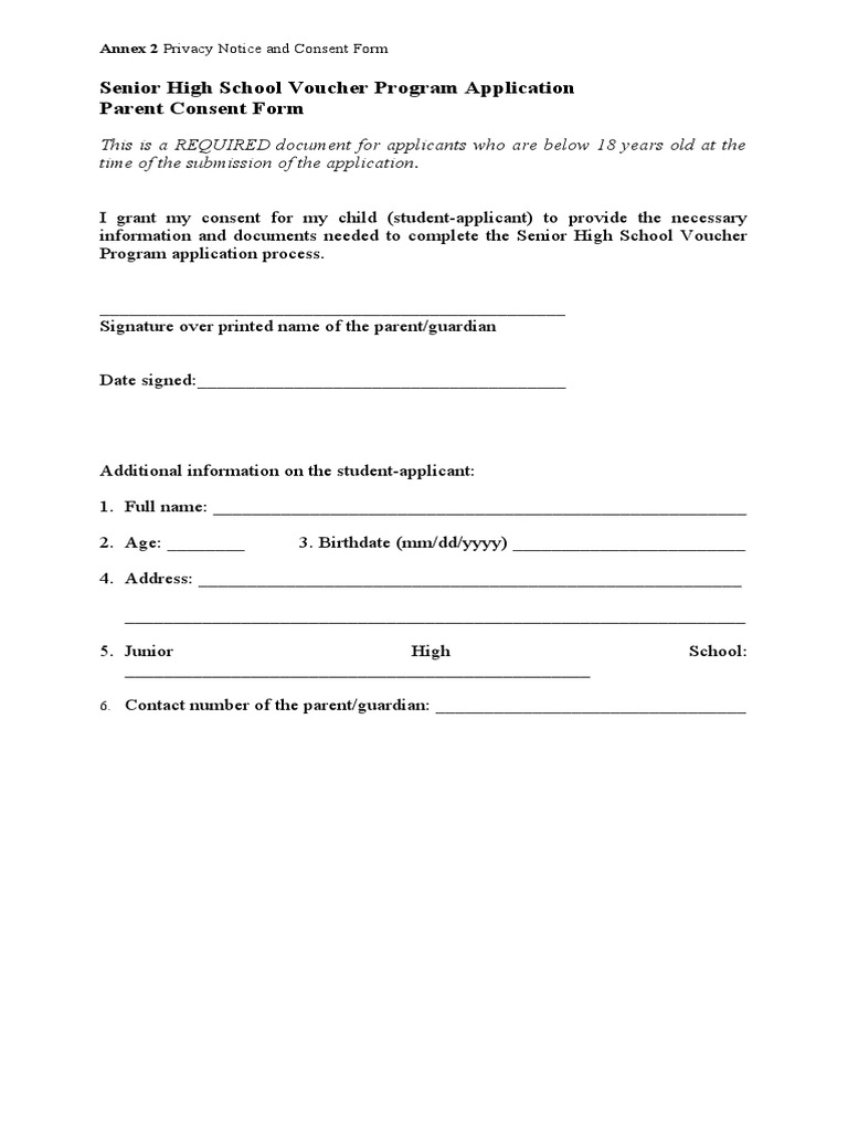 Template - Parent Consent Form | PDF