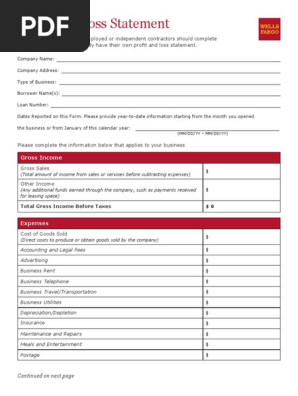 profit-and-loss-statement WELLS FARGO