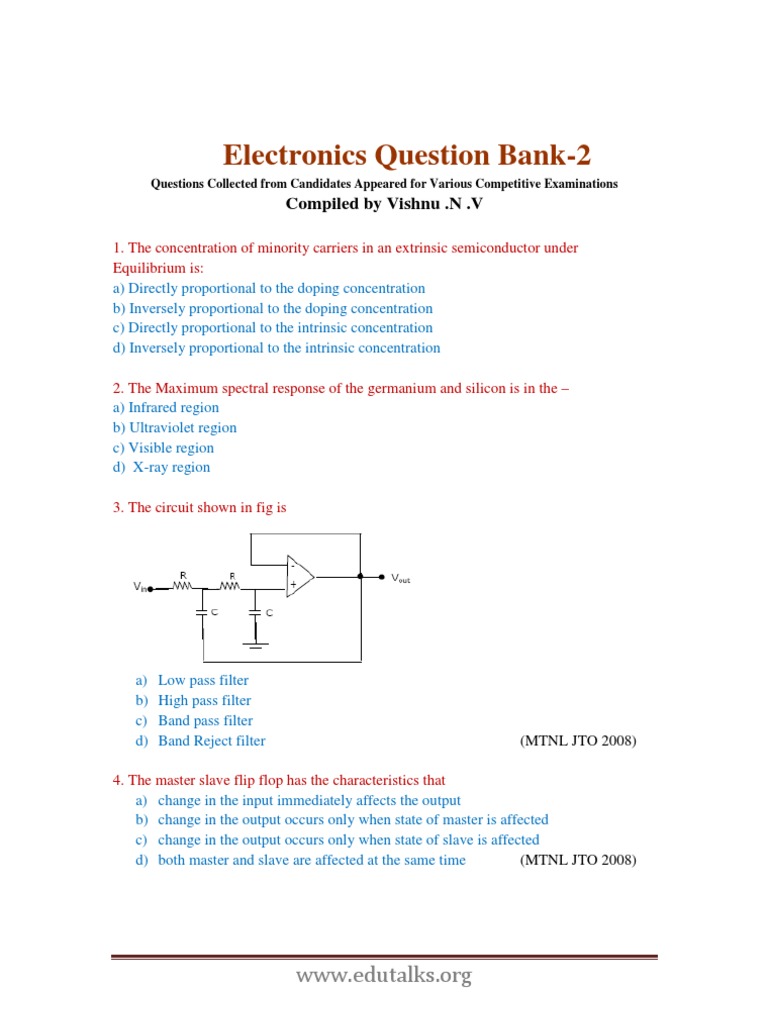 Electronics Question Bank2 Compiled by Vishnu .N .V PDF Field