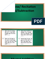 Review/ Recitation Add/Subtraction