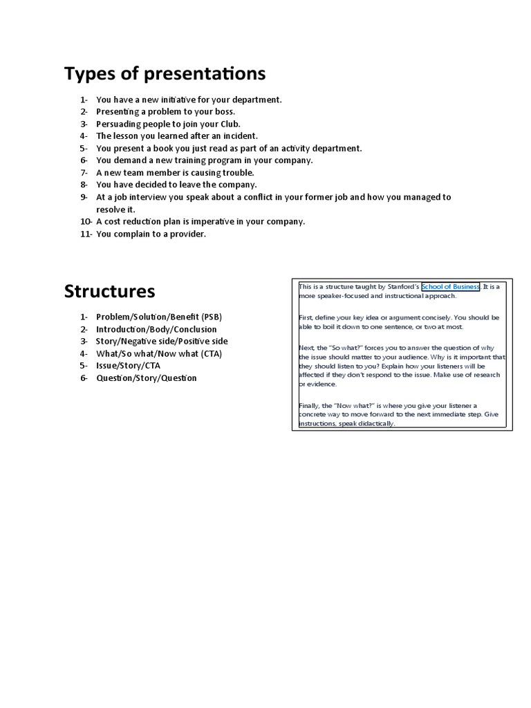 types of presentations pdf