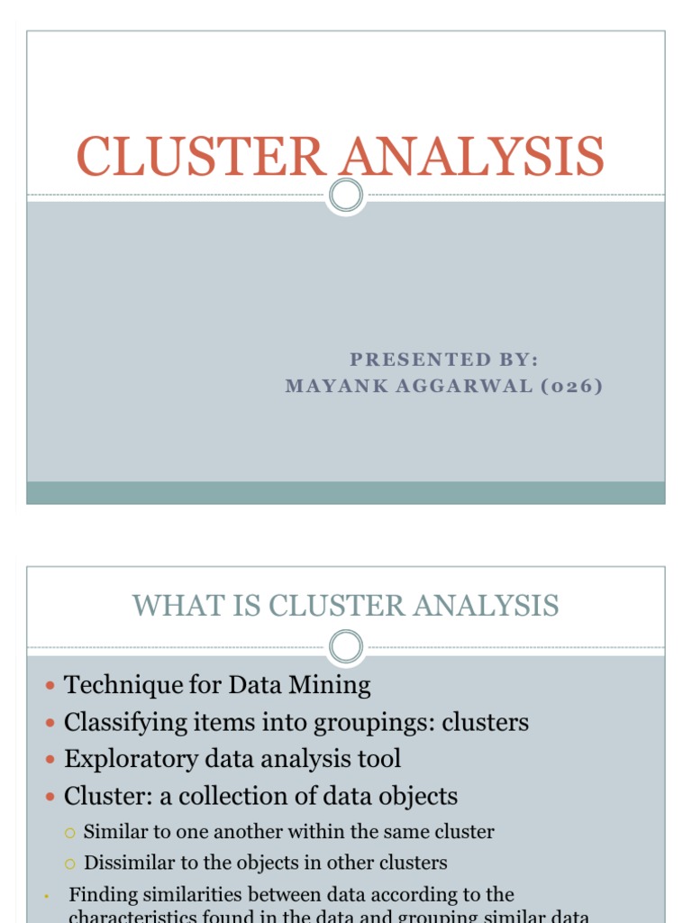 Cluster Analysis Cluster Analysis Data Analysis