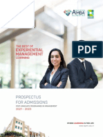 Experiential Management: Prospectus For Admissions