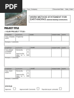 Work Method Statement For Earthworks: - Your Project Title