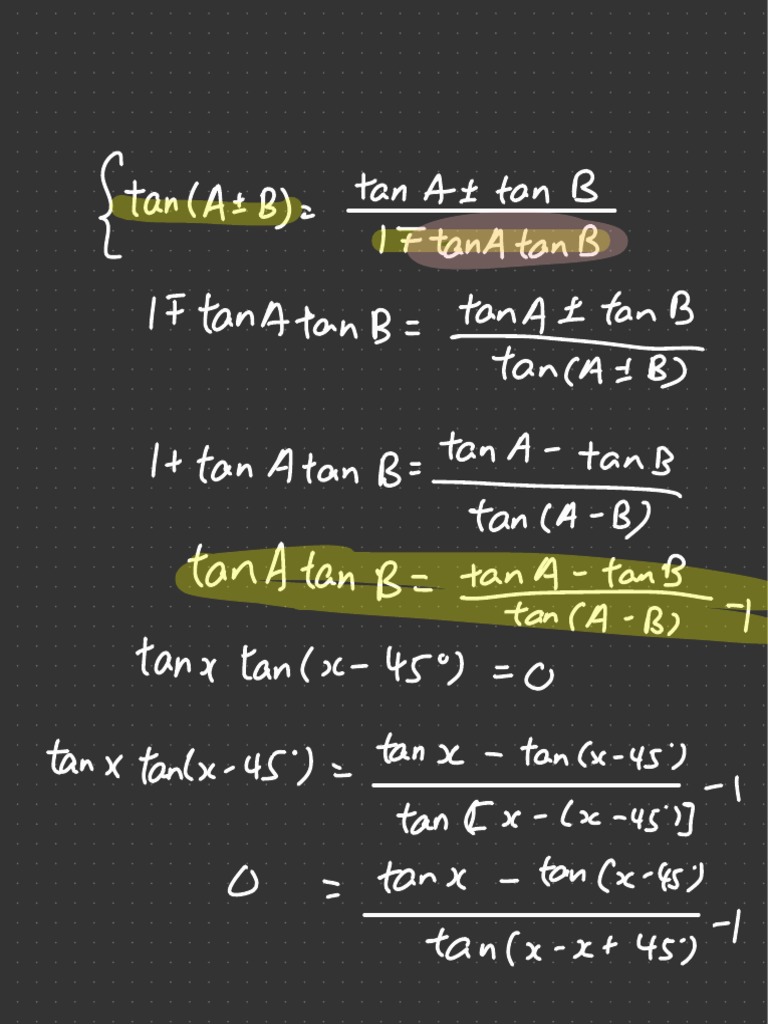Tan Formulas and Identities | PDF