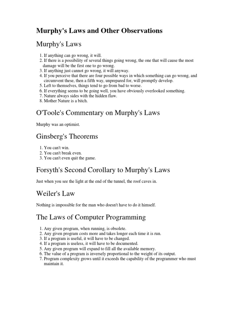 Murphy's Law | PDF | Reliability Engineering | Teaching Mathematics