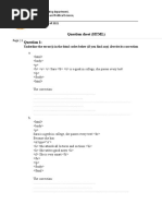 Question Sheet (HTML) : Underline The Error(s) in The HTML Codes Below (If You Find Any) &write Its Correction