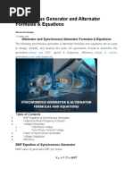 Synchronous Generator and Alternator Formulas