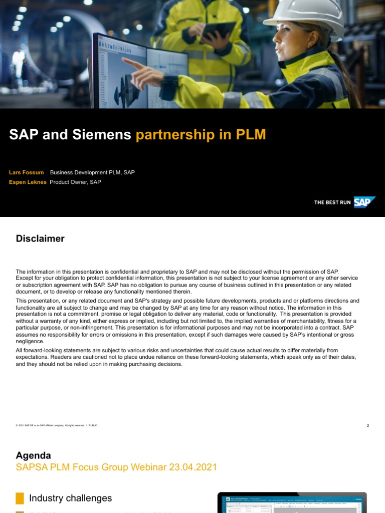 Partnership In Plm Sap And Siemens Pdf Product Lifecycle Data Model