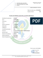 Fiche de Rendez-Vous de La Visite Medicale: Republique Togolaise