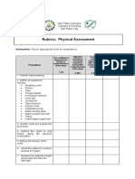 Rubrics: Physical Assessment: Instruction: Check Appropriate Level of Competence