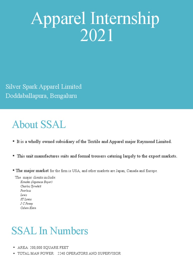 Apparel Internship 2021 Silver Spark Apparel Limited Doddaballapura
