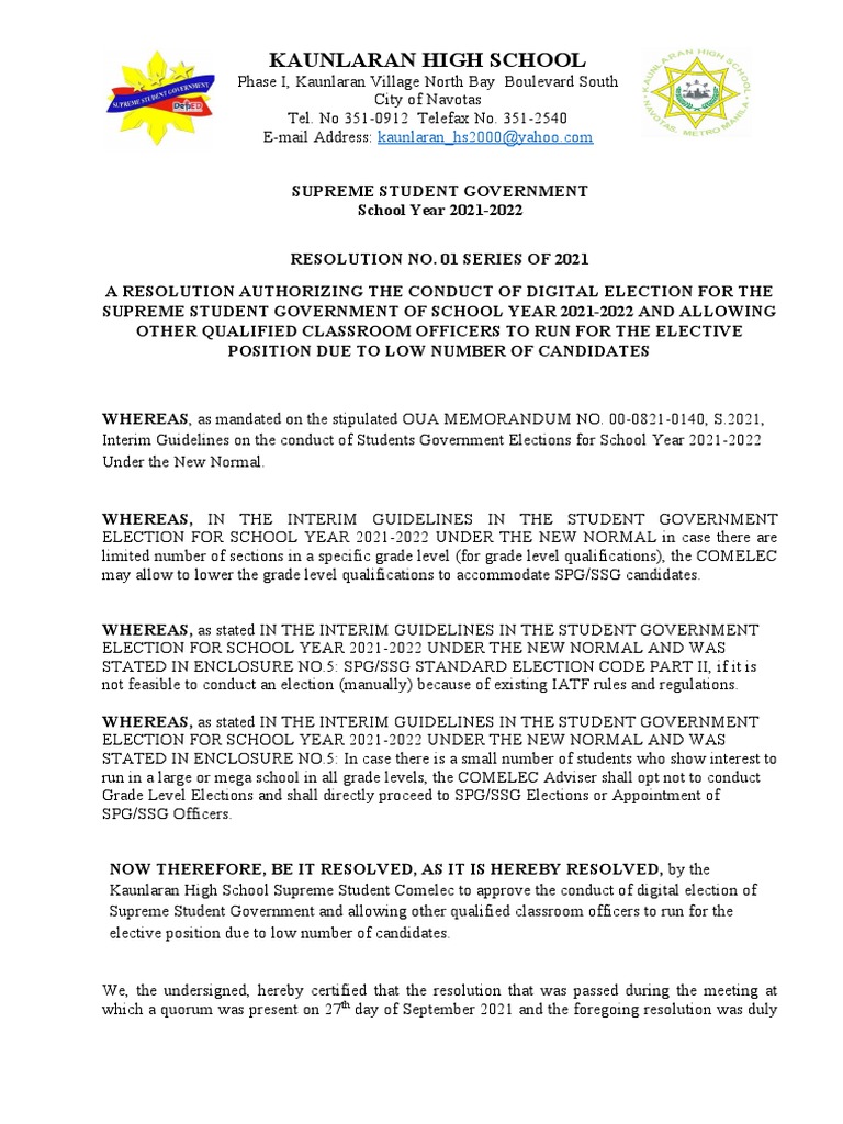 Digital Election Resolution for SSG | PDF | Government | Justice