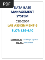 Data Base Management System: Lab Assignment-5