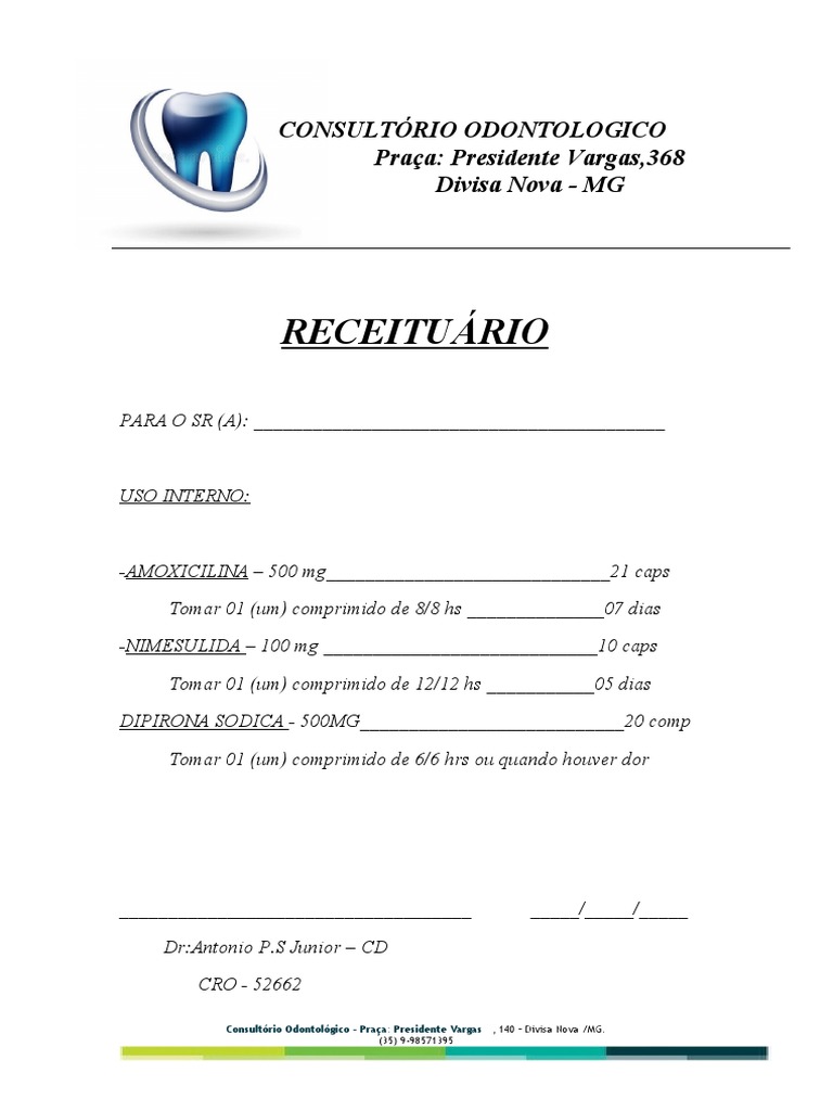 Receita Odontológica: Nimesulida 100mg | PDF