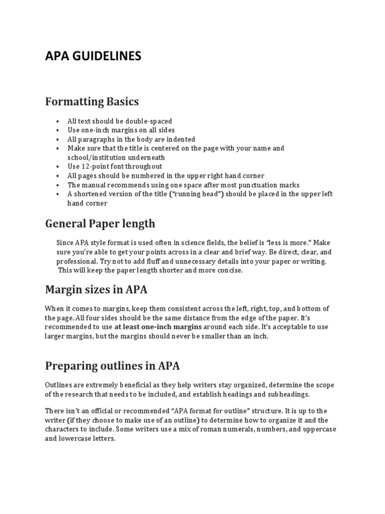 Apa Guidelines: Formatting Basics | PDF | Apa Style | Citation