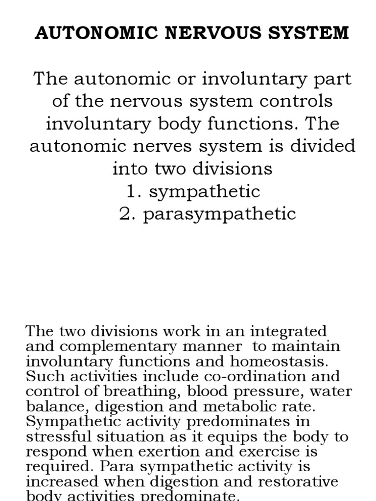 Understanding the Autonomic Nervous System | PDF | Autonomic Nervous ...