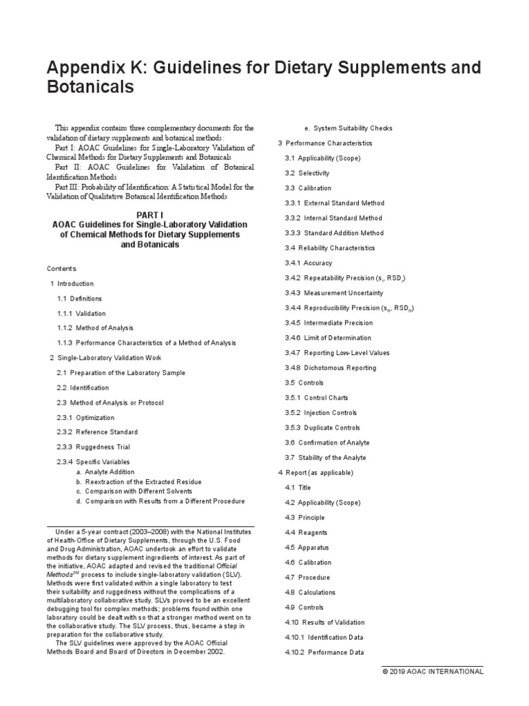 Appendix K Guidelines For Dietary Supplements and Botanicals PDF