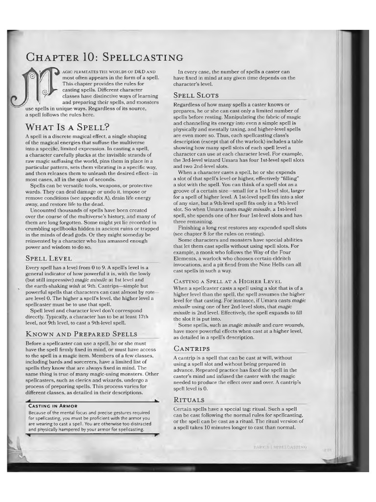 Spellcasting Rules and Descriptions | PDF | Language Arts & Discipline