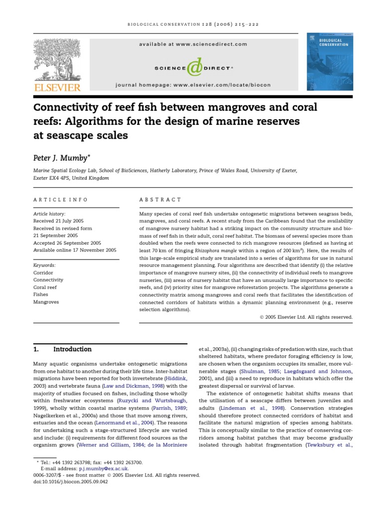 Reef Fish Connectivity Algorithms | PDF | Coral Reef | Physical Geography