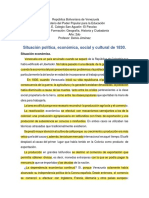 Situación Política, Económica, Social y Cultural de 1830