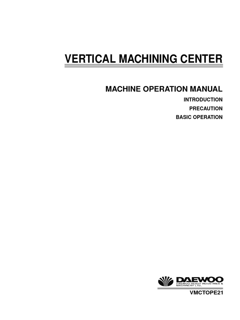 VMC Machine Operation Manual | PDF | Switch | Manufactured Goods