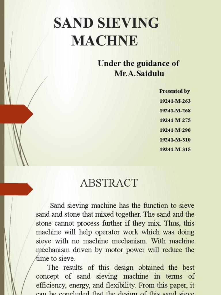 Sieving Machine Design and Fabrication | PDF | Electric Motor | Machines