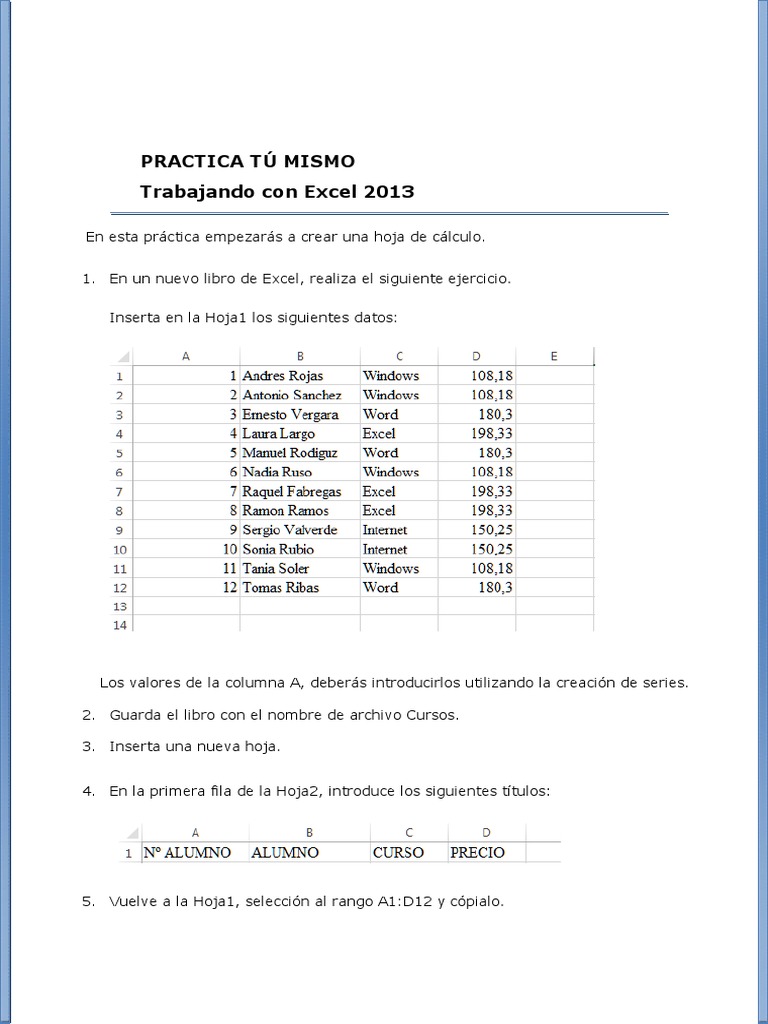 CURSOS | PDF | Microsoft Excel | Hoja de cálculo