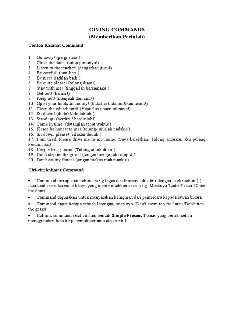 Giving Commands | PDF | Kajian Bahasa Asing