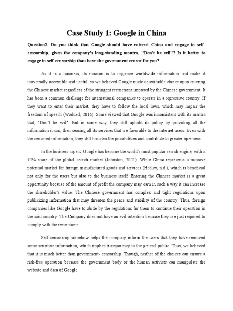 Case Study 1: Google in China | PDF