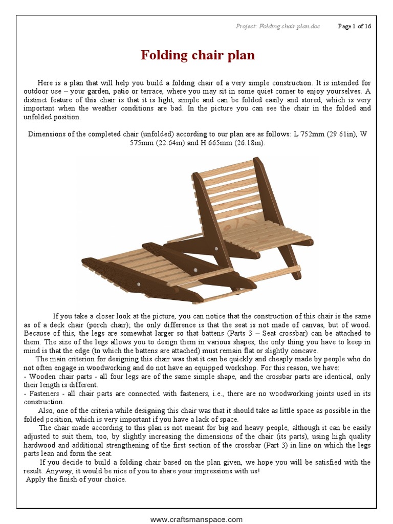 Folding Chair Plan PDF Chair Manufactured Goods