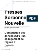 Narrations d’un nouveau siècle - L’autofiction des années 2000 _ un changement de régime _ - Presses Sorbonne Nouvelle