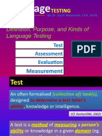 Language Testing Types and Purposes