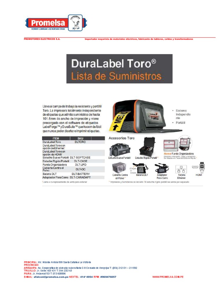 Impresora Duralabel Toro PDF