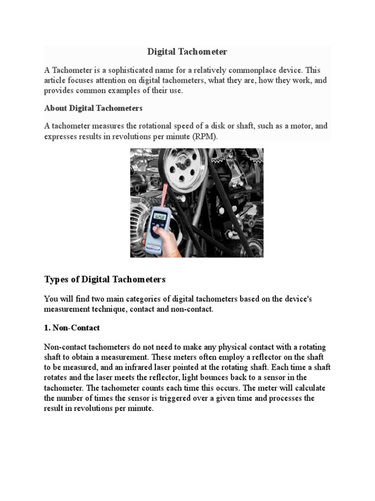 Digital Tachometer PDF Flow Measurement Induction
