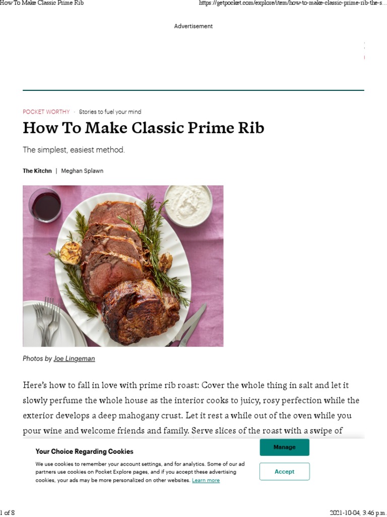 How To Make Classic Prime Rib | PDF | Roasting | Oven