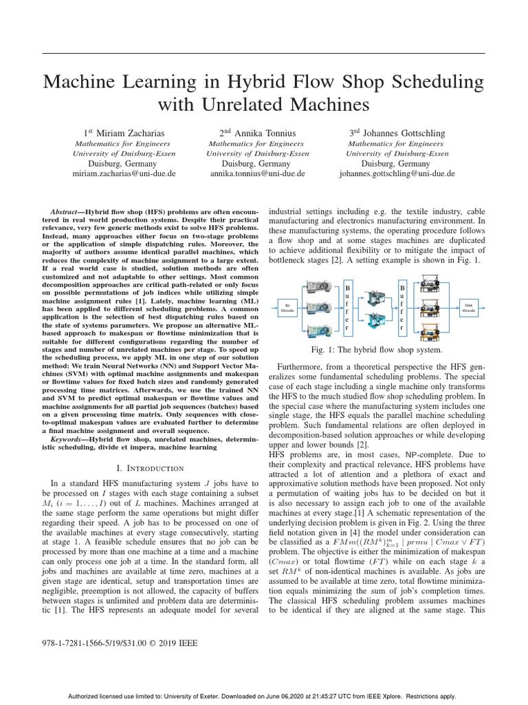 Machine Learning in Hybrid Flow Shop Scheduling With Unrelated Machines ...
