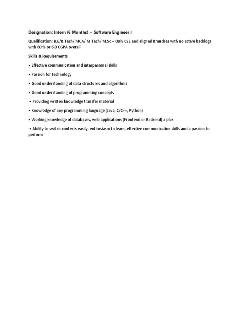 Intern and Software Engineer 1 | PDF