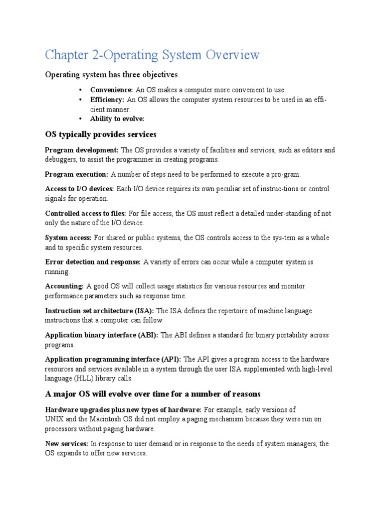 Chapter 2-Operating System Overview | PDF | Operating System | Process ...